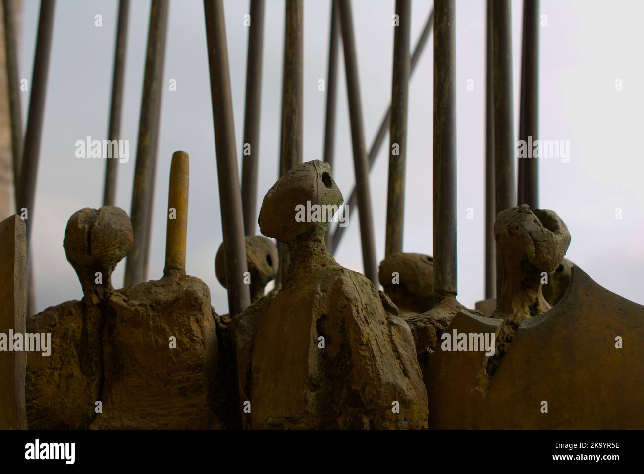 Astati sculpture by Nag Arnoldi, close up to the spearmen Stock Photo ...