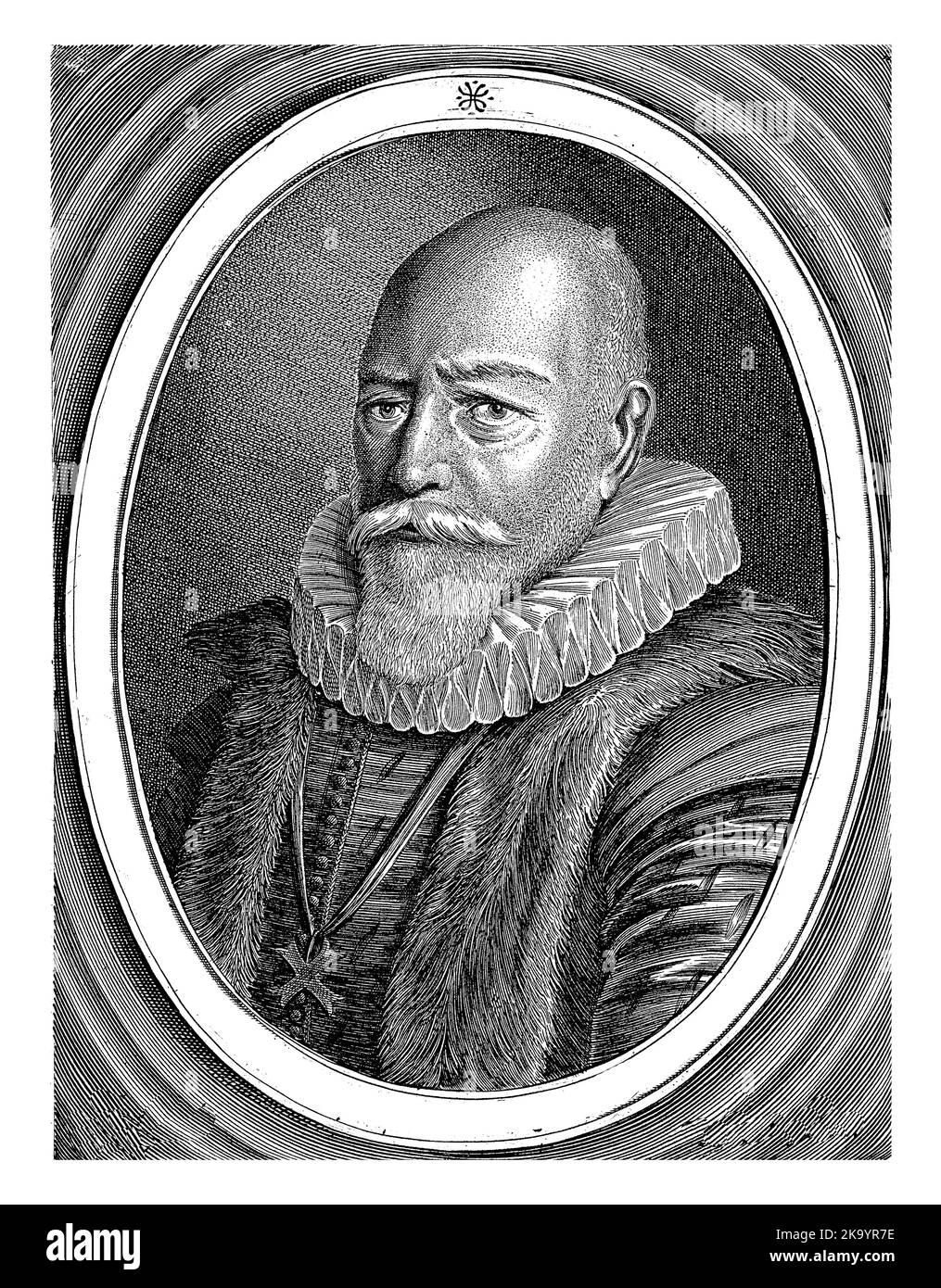 Portrait of Petrus Costerius, Jan van de Velde (II), 1623 Portrait of Petrus Costerius, surgeon in Hoorn. Stock Photo