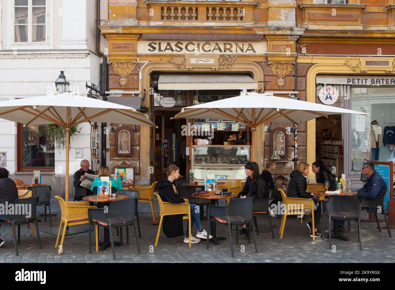 Slaščičarna Cafe & bar in Ljubljana, Slovenia Stock Photo