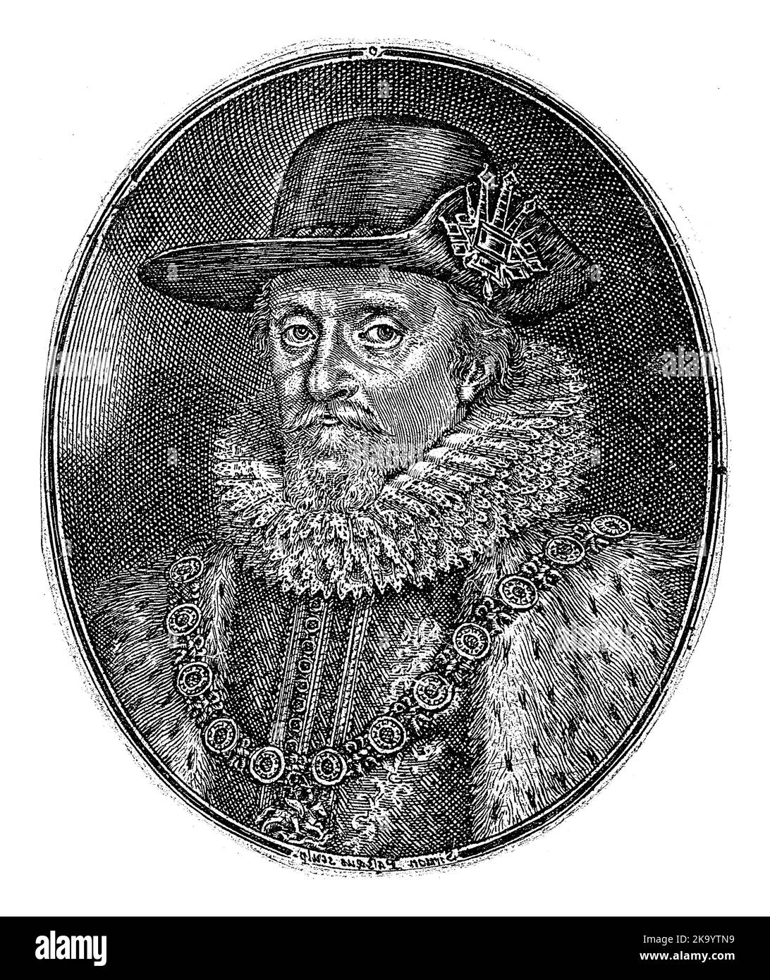 Portrait of James I, Simon van de Passe, 1615 1622. Medaillon with