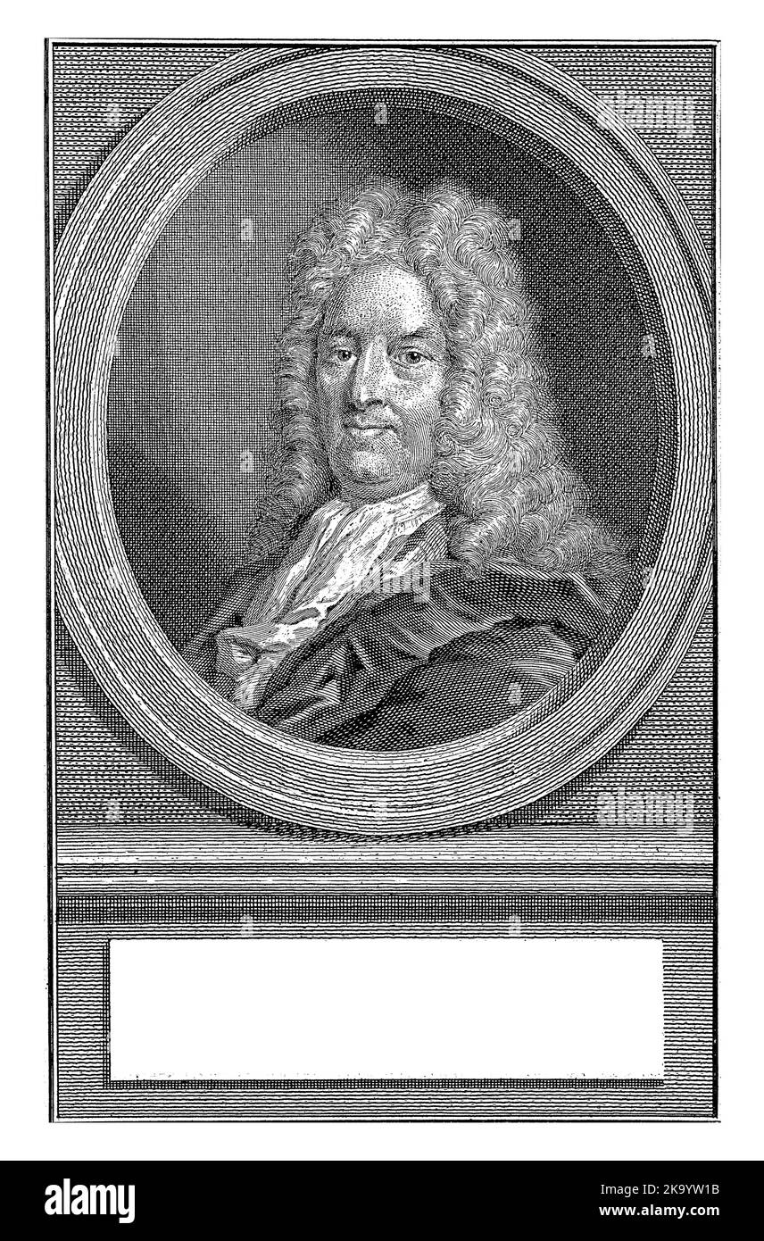 Bust to the left of Jacob Hop in an oval. The portrait rests on a ...