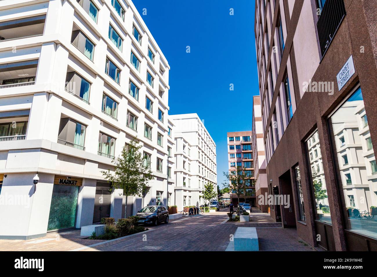 Residential new builds at Carpet Street, Sugar House Island, London, UK Stock Photo