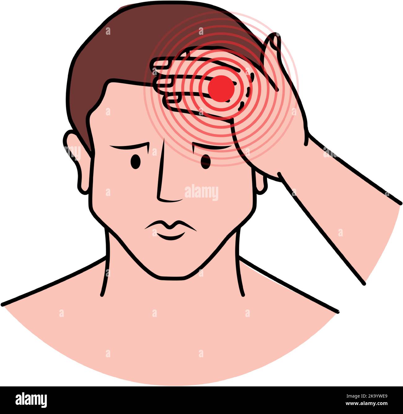 Pain and injury in the human head. Pain in human body. Human headache