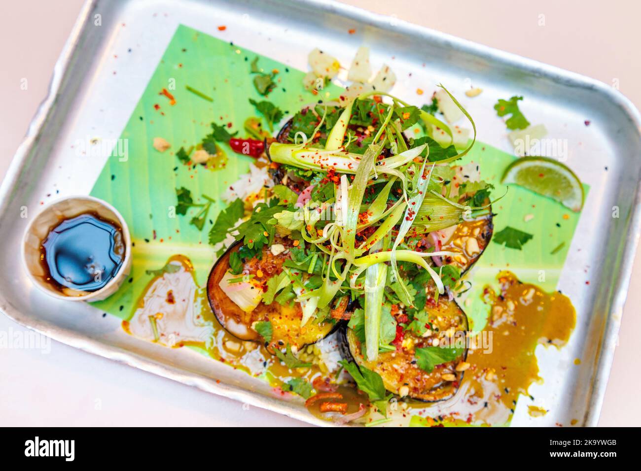 Grilled satay aubergine at Bong Bong's Manila Kanteen, Seven Dials