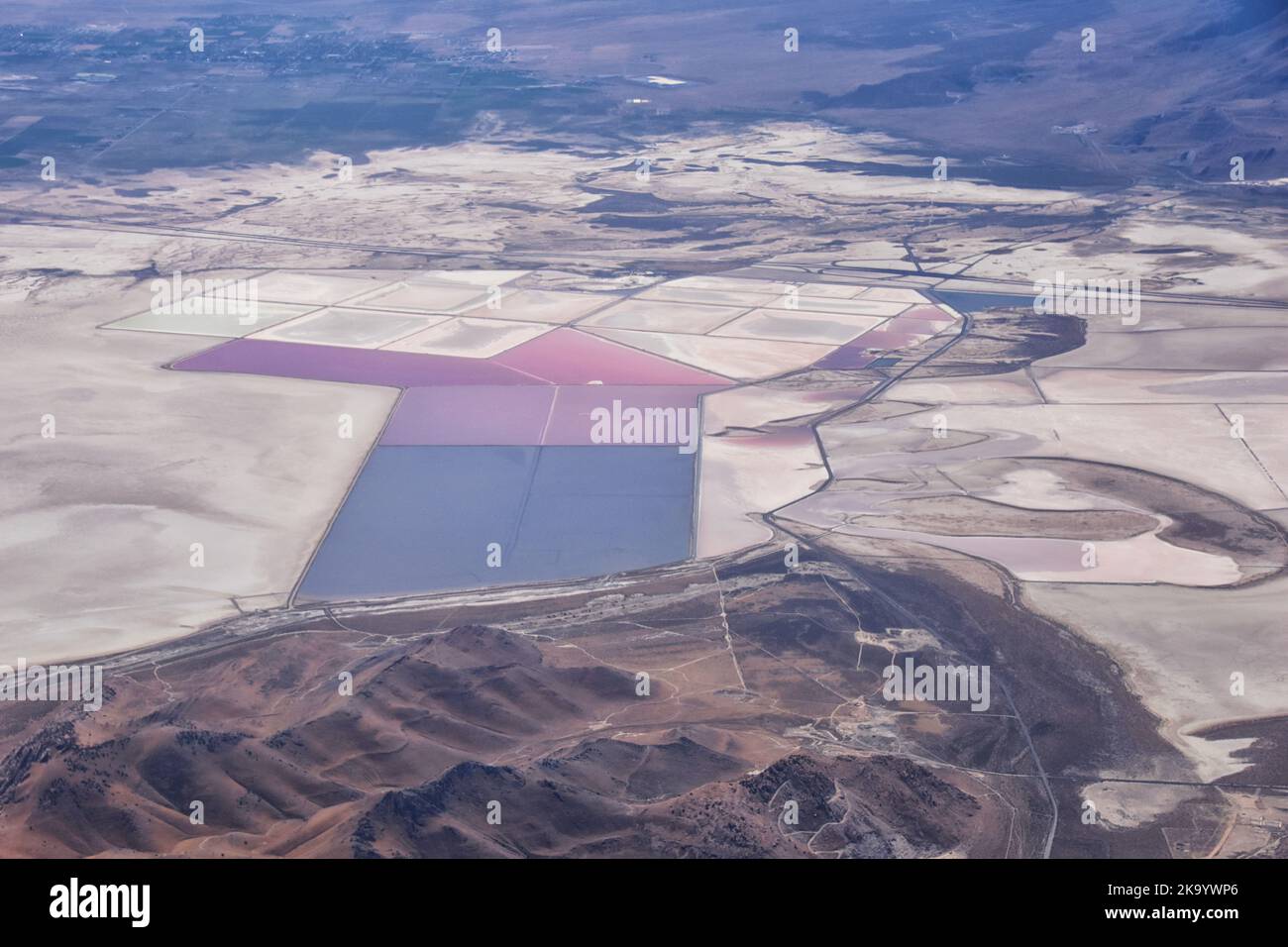 Salt Flats in Utah. Aerial View, Salt Flats Landscape. Blue Sky and