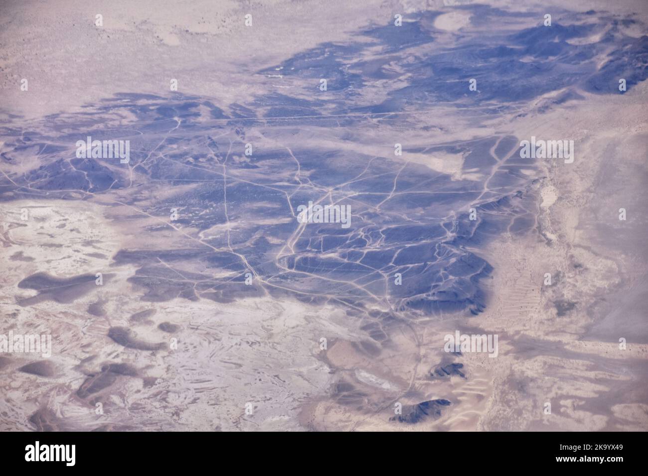 Salt Flats in Utah. Aerial View, Salt Flats Landscape. Blue Sky and