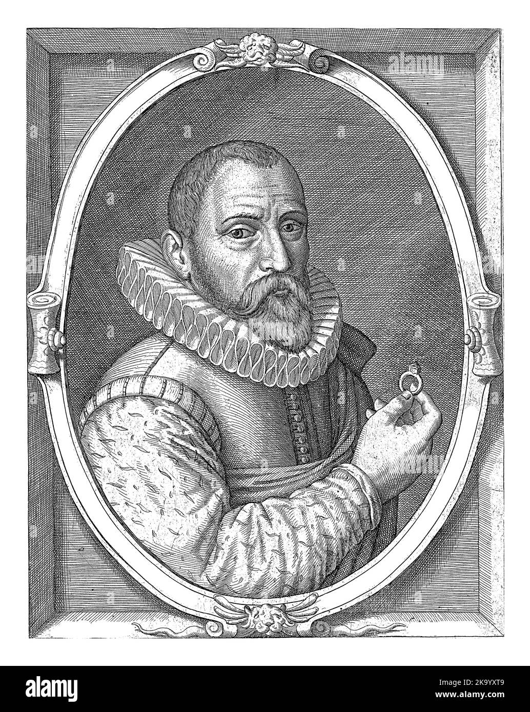 Portrait of Outgert Ariss van Akersloot at the age of 44, Willem Outgertsz. Akersloot, 1620 Half-length portrait, bareheaded, with beard and mustaches Stock Photo