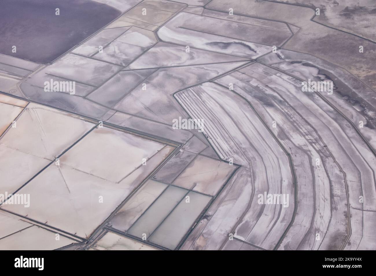 Salt Flats in Utah. Aerial View, Salt Flats Landscape. Blue Sky and