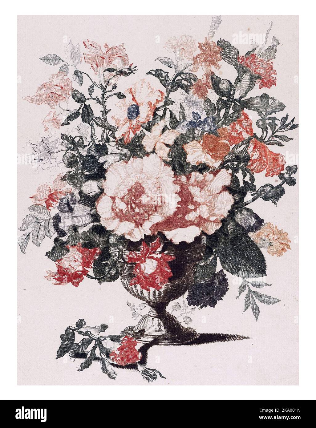 Stone vase with flowers, anonymous, after Jean Baptiste Monnoyer, 1688