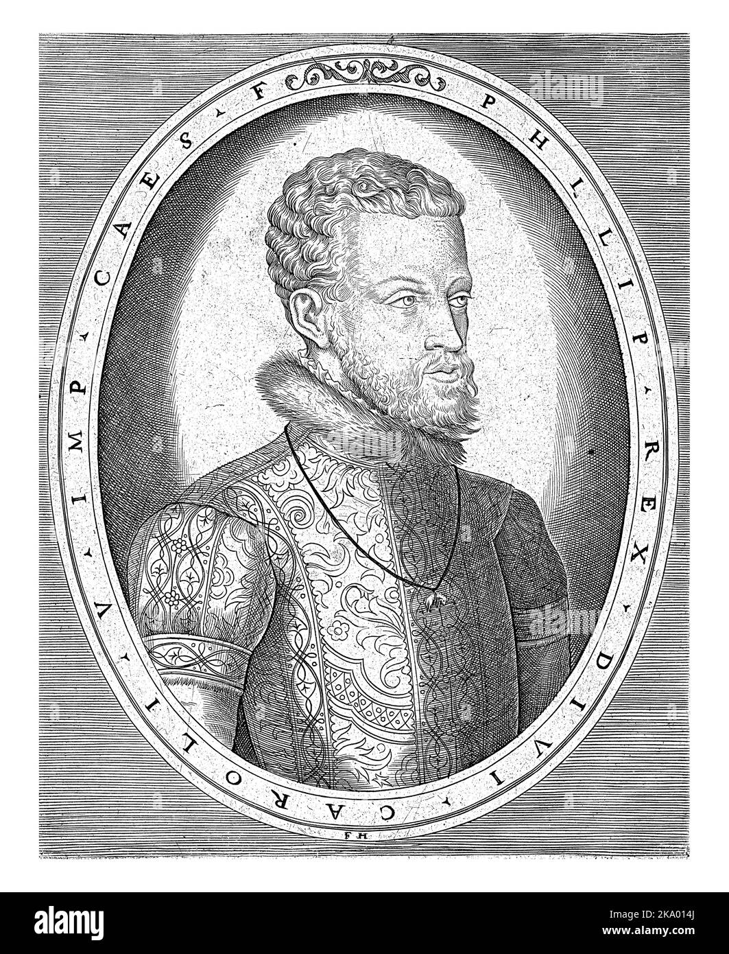 Bust of Charles V of Habsburg or Philip II of Spain facing right in an ...