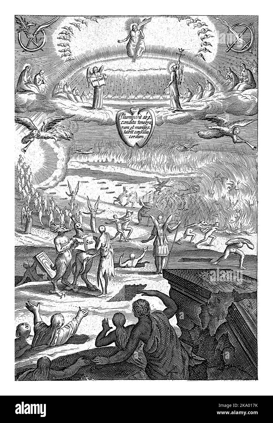 At the last judgment souls of the godly and wicked are sent to heaven or hell. Stock Photo