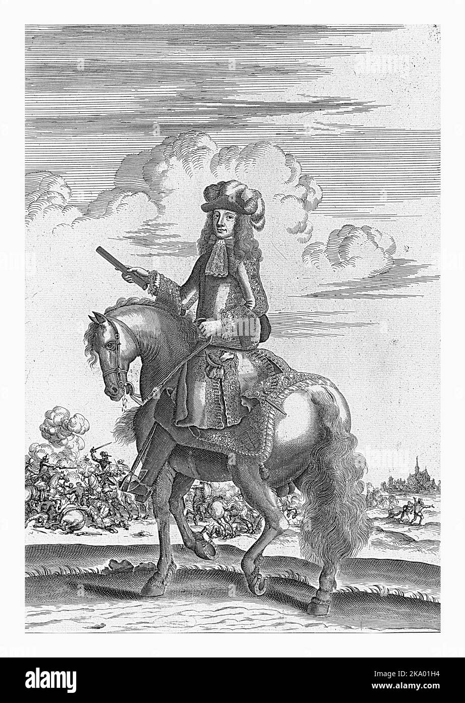 Equestrian Portrait of Hendrik Casimir II, Count of Nassau-Dietz, Jan Luyken, 1698 Stock Photo