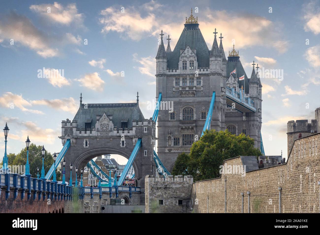 Tower Bridge from Tower Bridge Approach, London Borough of Tower Hamlets, Greater London, England, United Kingdom Stock Photo