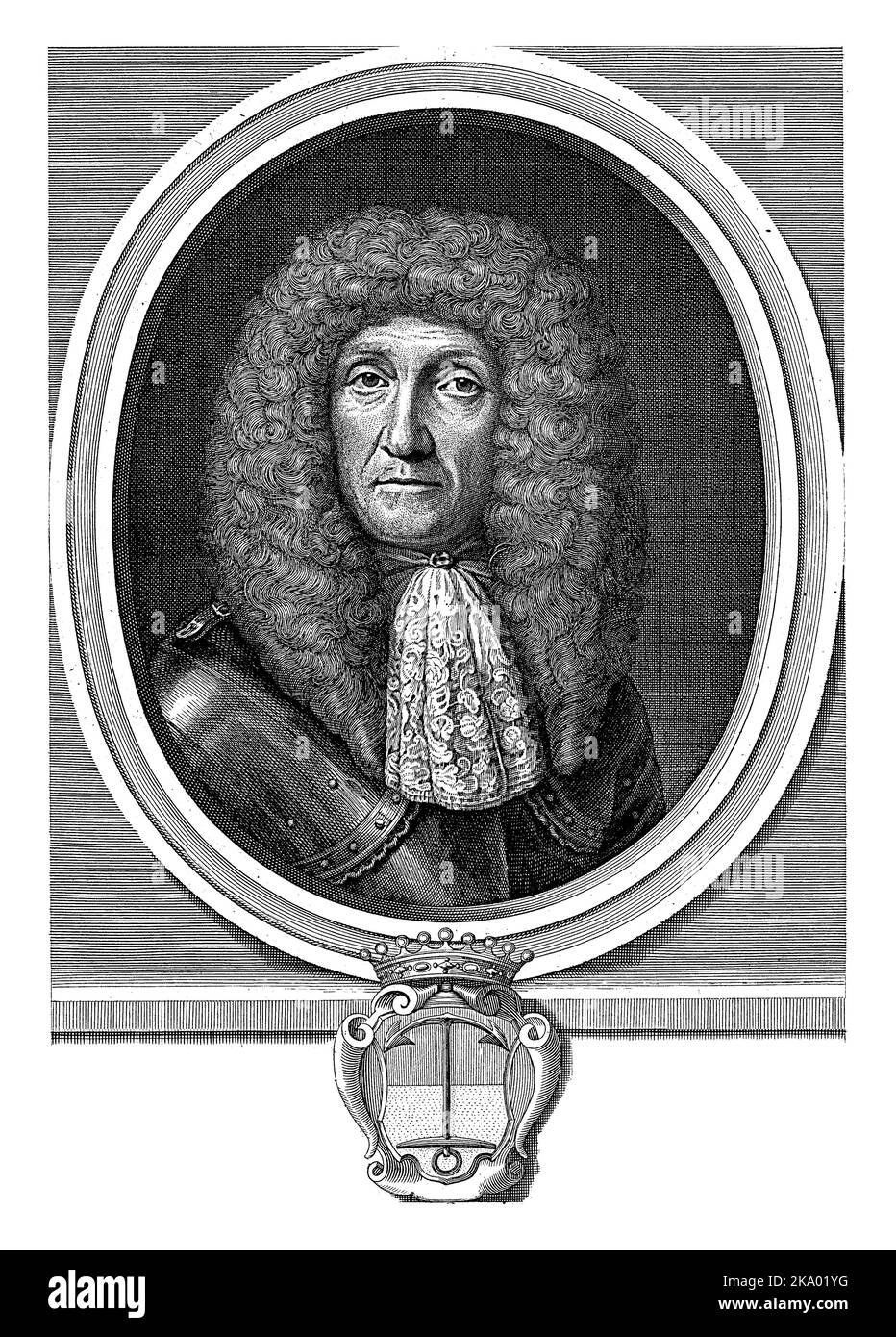 Portrait of Johan Henrik Thim, Abraham Bloteling, after Andreas Stech, in or after 1677 - 1690 Bust of Johan Henrik Thim, director-general at the VOC. Stock Photo
