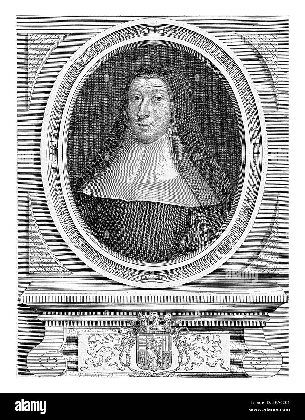 Portrait of Henriette van Lorraine, Princess of Palatinate, as a nun, Pieter van Schuppen, after Ant. Barthellemy, 1668 Stock Photo