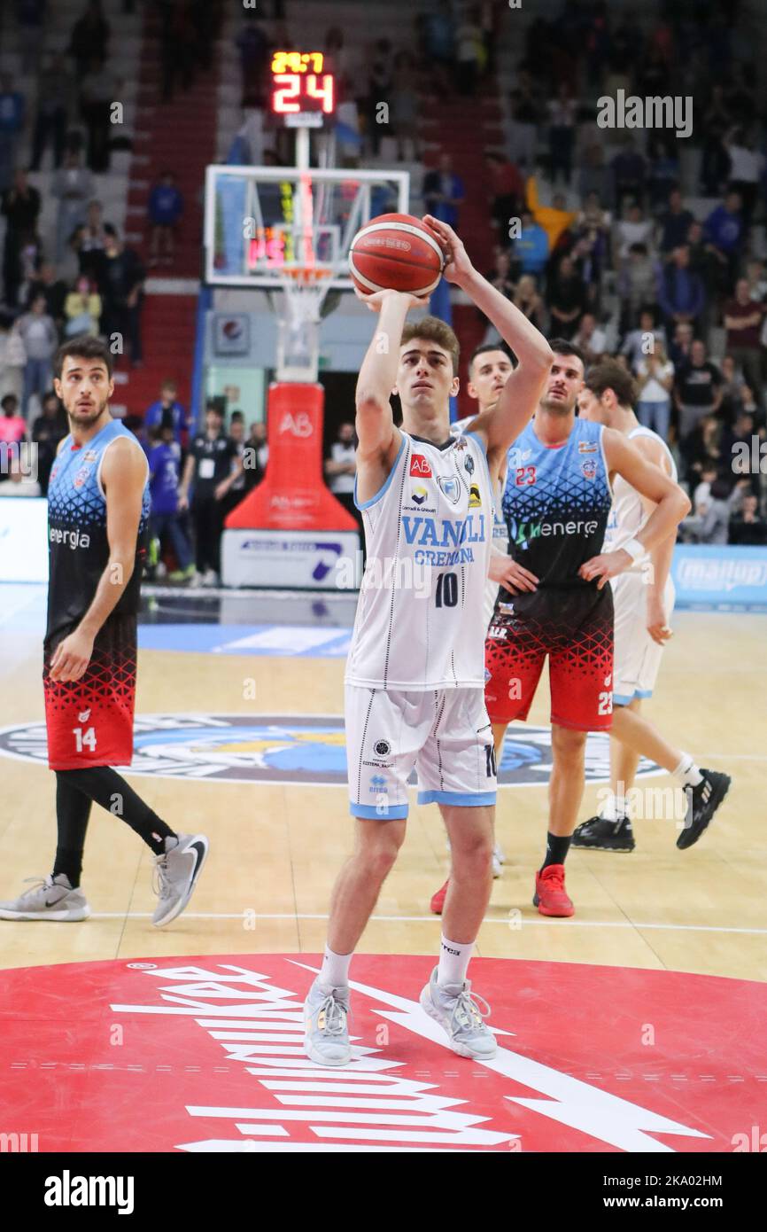 Cremona, Italy. 30th Oct, 2022. Tommaso Vecchiola (Vanoli Cremona) during  Vanoli Basket Cremona vs Kienergia Rieti, Italian Basketball Serie A2 Men  Championship in Cremona, Italy, October 30 2022 Credit: Independent Photo  Agency/Alamy