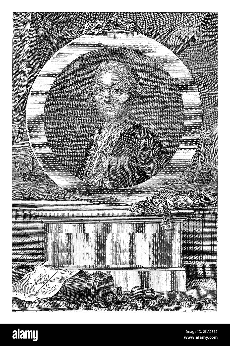 Portrait of Gerardus Oorthuys, Robbert Muys, after Nicolaes Muys, 1752 - 1825 Bust of Captain Gerardus Oorthuys to the left in a circle. Stock Photo