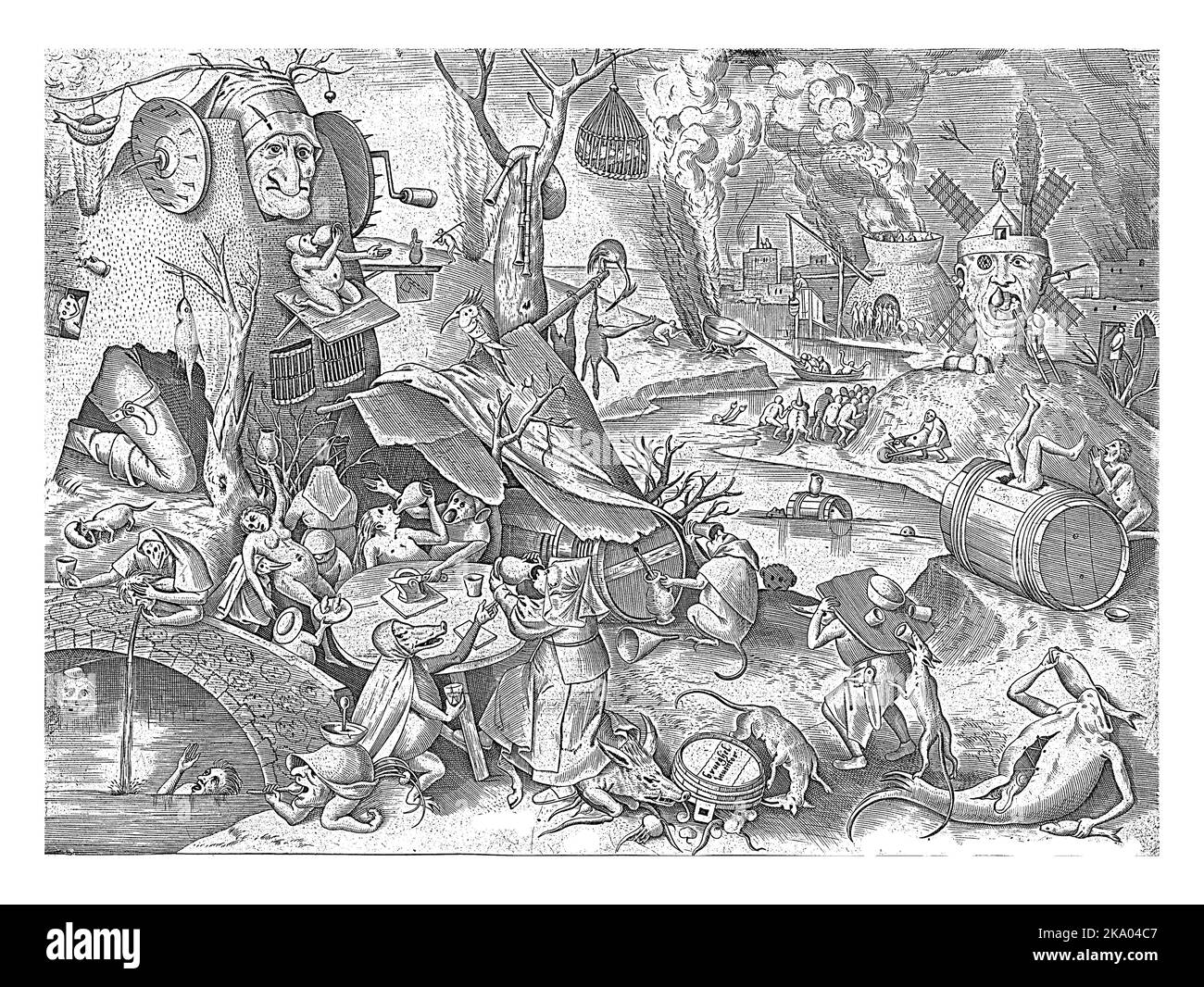 Gluttony, Pieter van der Heyden, after Pieter Bruegel (I), 1558 The