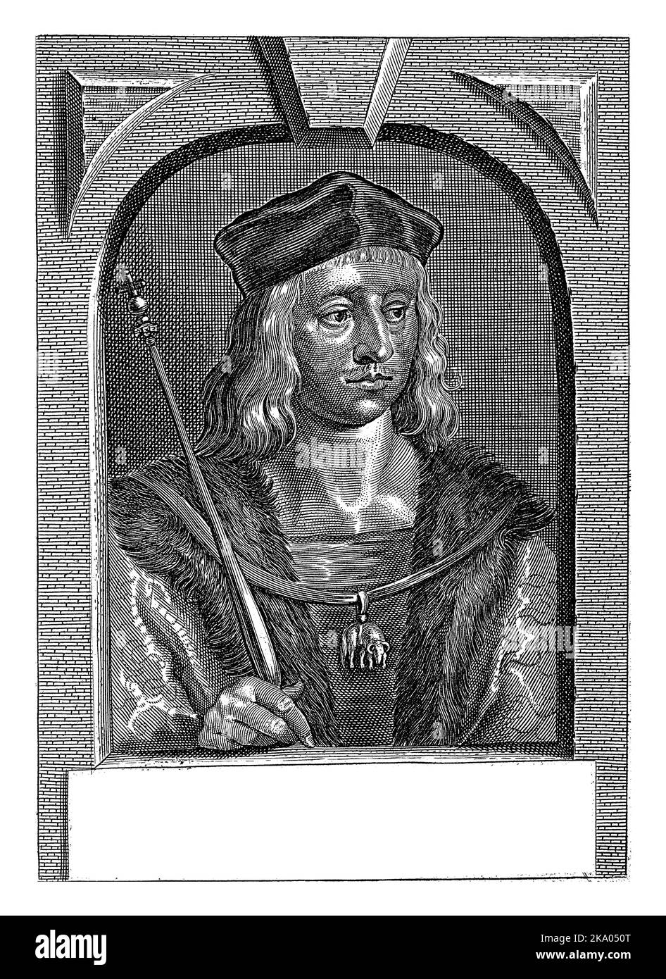 Portrait of Maximilian I of Habsburg, RomanGerman Emperor. He wears a