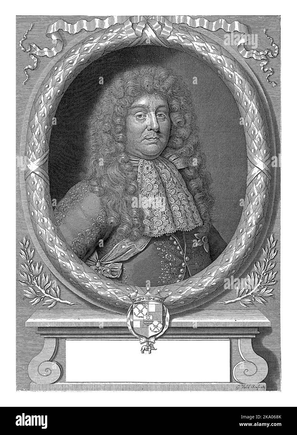 Portrait of Janus Juell, Baron de Juling, with lace tie and the sign of the Order of the Elephant. Stock Photo