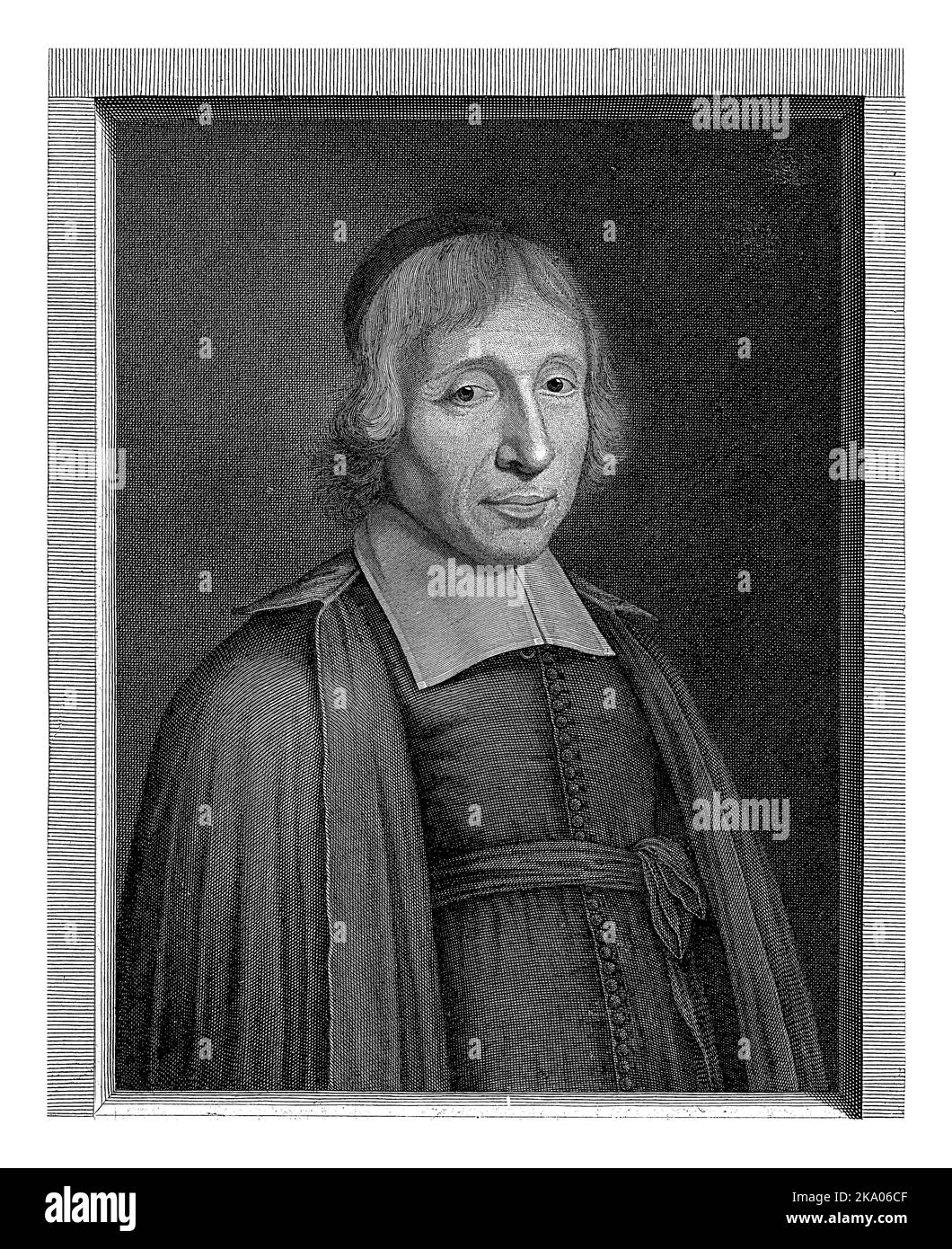 Portrait of the Priest Louis-Isaac Lemaistre de Sacy, Pieter van Schuppen, after Robert Nanteuil, 1684 - 1696 Stock Photo