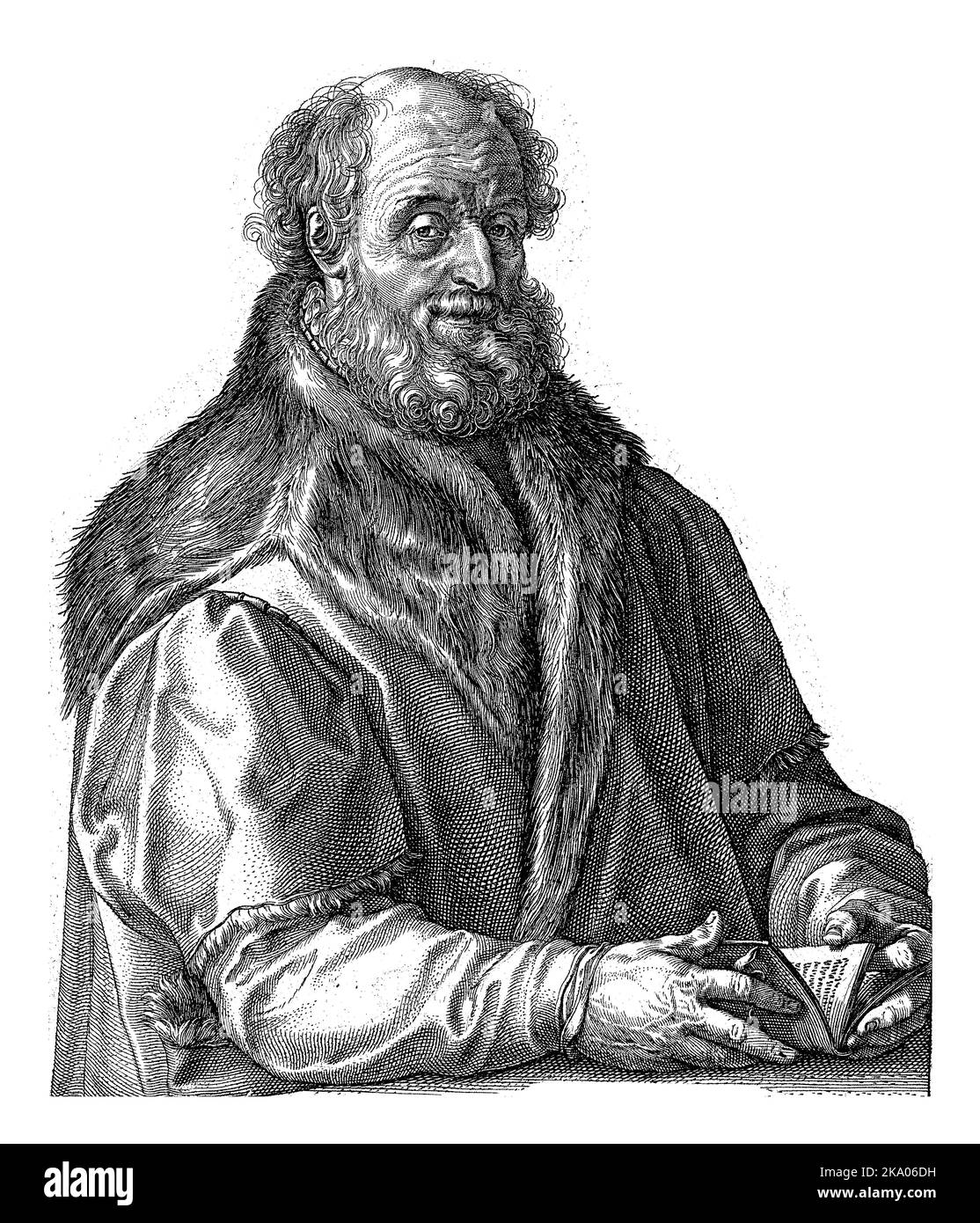 Portrait of Jan van Suren, Hendrick Goltzius, 1588 - 1590 Portrait of the printer/publisher and mayor of Haarlem, Jan van Suren (1517-1591). Stock Photo