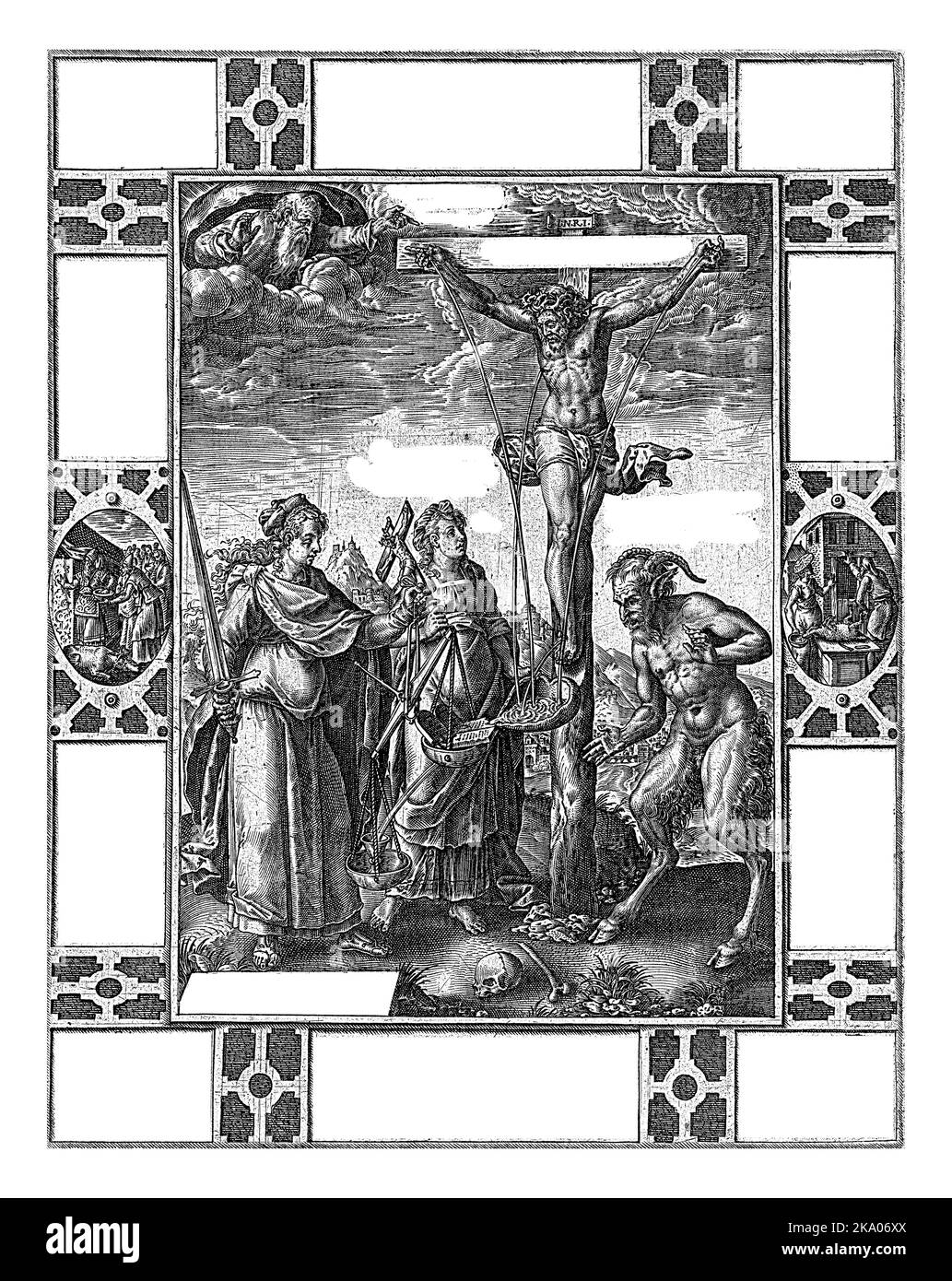 Satisfaction of Christ (Crucifixion), Hendrick Goltzius, 1578 Series of Twelve Allegories of the Christian Faith. Each of the allegories consists of a Stock Photo
