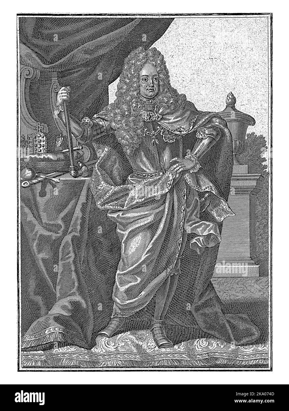 Portrait of Charles VI, Emperor of the Holy Roman Empire, Martin Engelbrecht, 1694 - 1740 Stock Photo