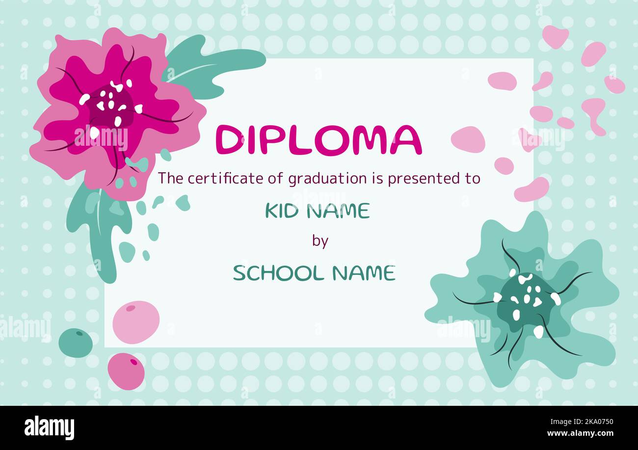 Cute Diploma Template For Kids With Colorful Flowers Stock Vector Image cute-diploma-template-for-kids-with-colorful-flowers-stock-vector-image