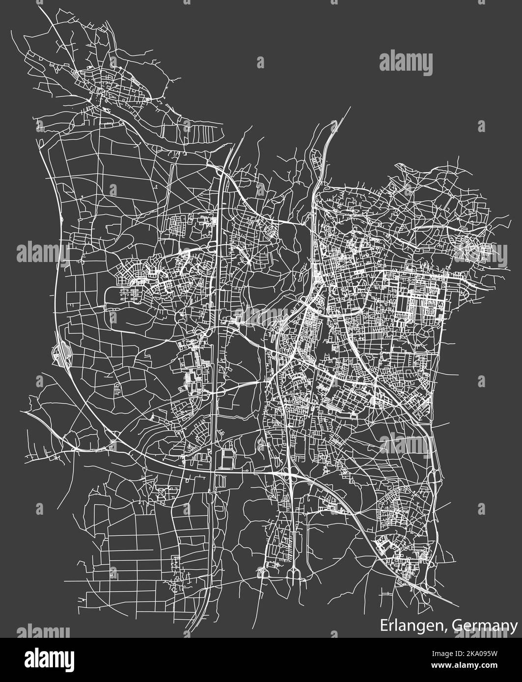 Street roads map of ERLANGEN, GERMANY Stock Vector Image & Art Alamy