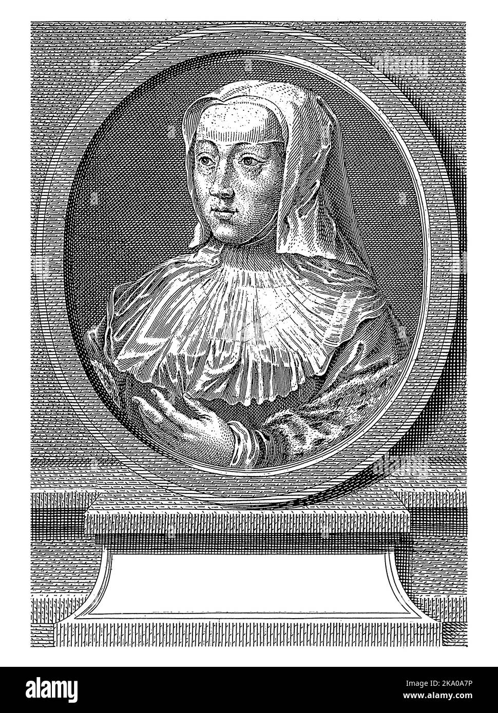 Portrait of Margaret of Austria, Michel Aubert, after unknown, 1755 Stock Photo