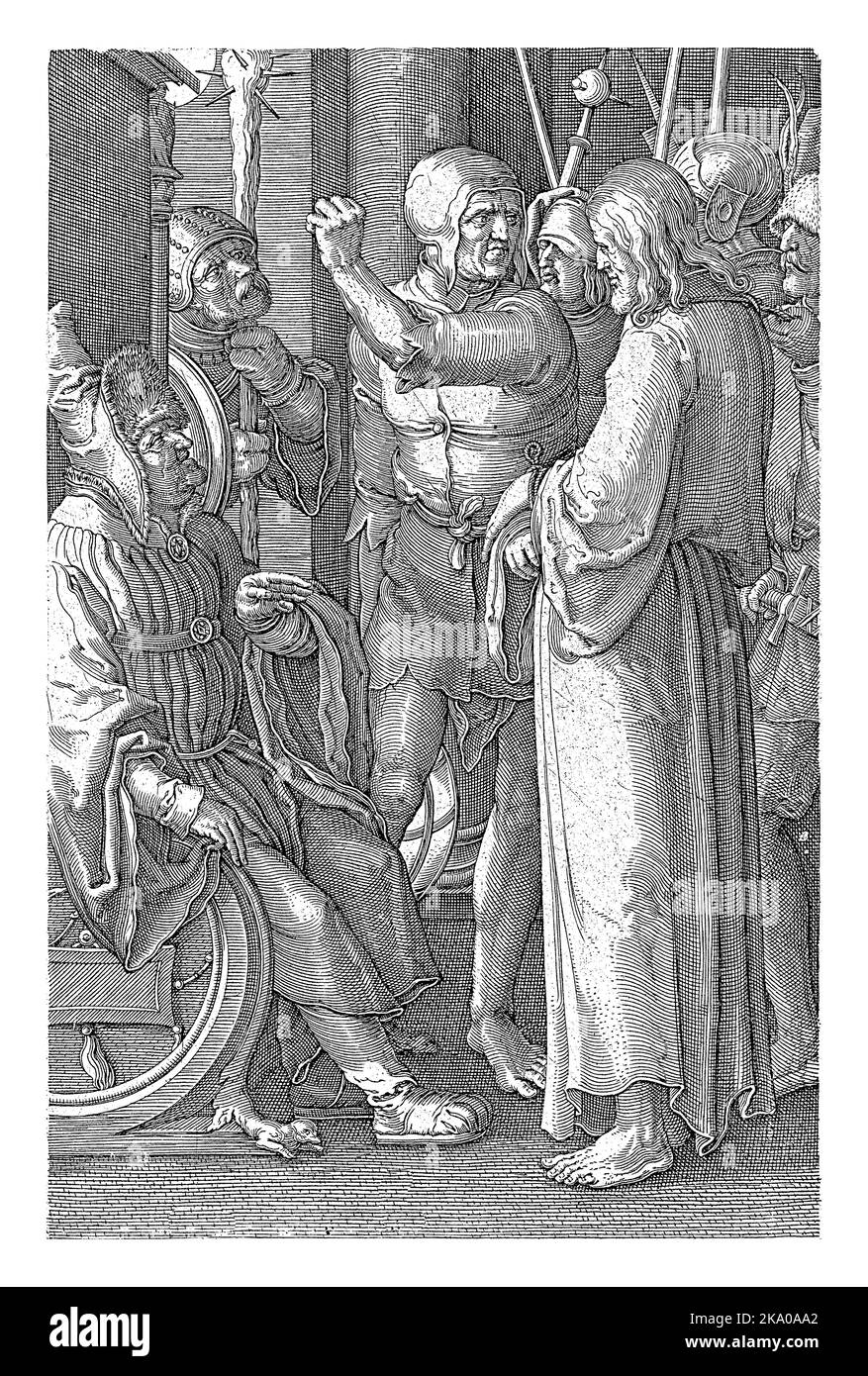 Christ before Annas, Jan Harmensz. Muller, after Lucas van Leyden, 1613