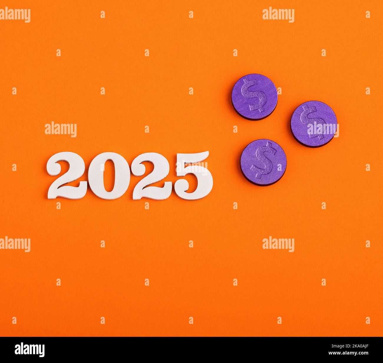 Year 2025 with coins Saving and investment concept Stock Photo Alamy