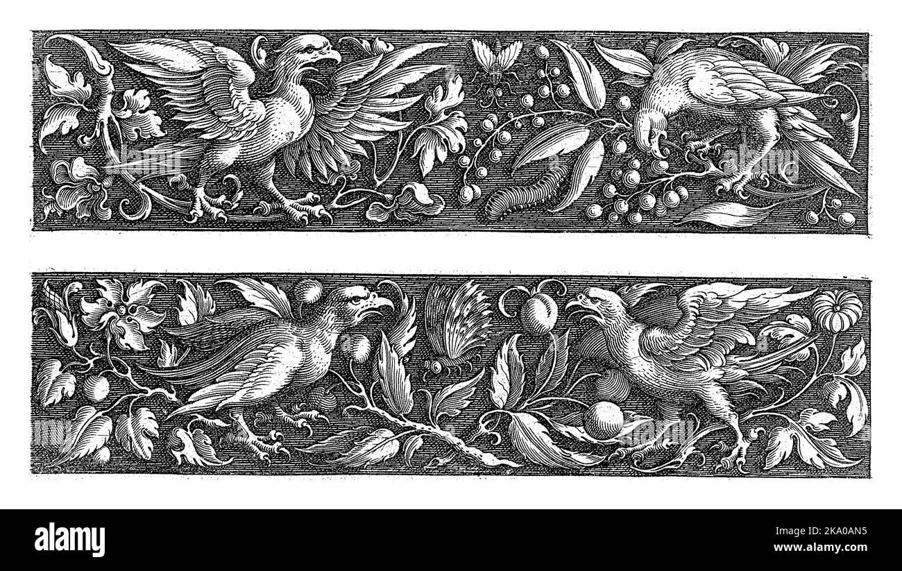 In the top frieze, the bird on the right is eating berries. in the ...
