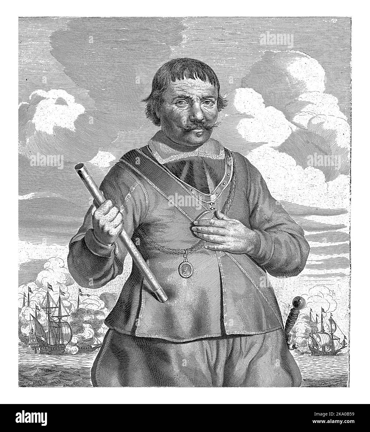 Portrait of Admiral Michiel Adriaansz. de Ruyter with a commander's