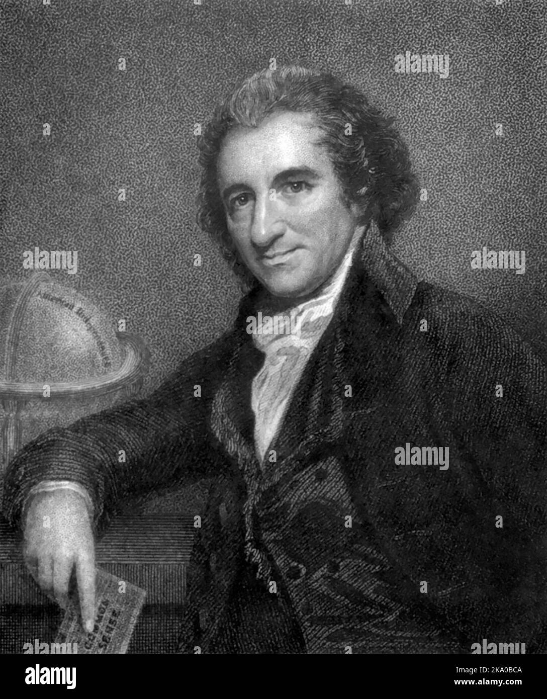 Thomas Paine (1737-1809), English-born American political activist, philosopher, political theorist, and revolutionary who authored Common Sense (1776) and The American Crisis (1776–1783), two of the most influential pamphlets at the start of the American Revolution, Stock Photo