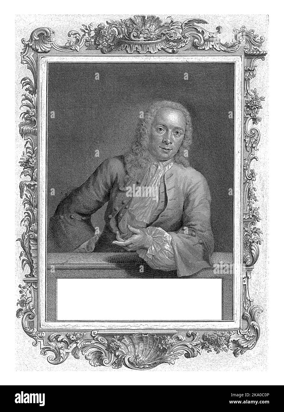 Halflength portrait of Johannes Burman, behind a plinth, with his left