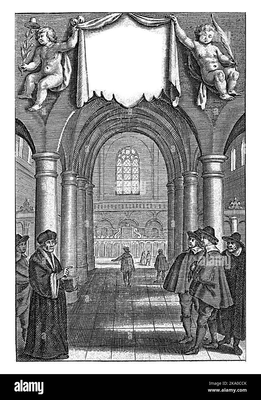 Desiderius Erasmus in Church Interior, Cornelis van Dalen (I), 1642 Stock Photo