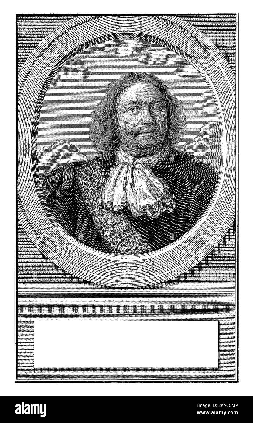 Bust of Egbert Meeuwisz Cortenaer in an oval. The portrait rests on a