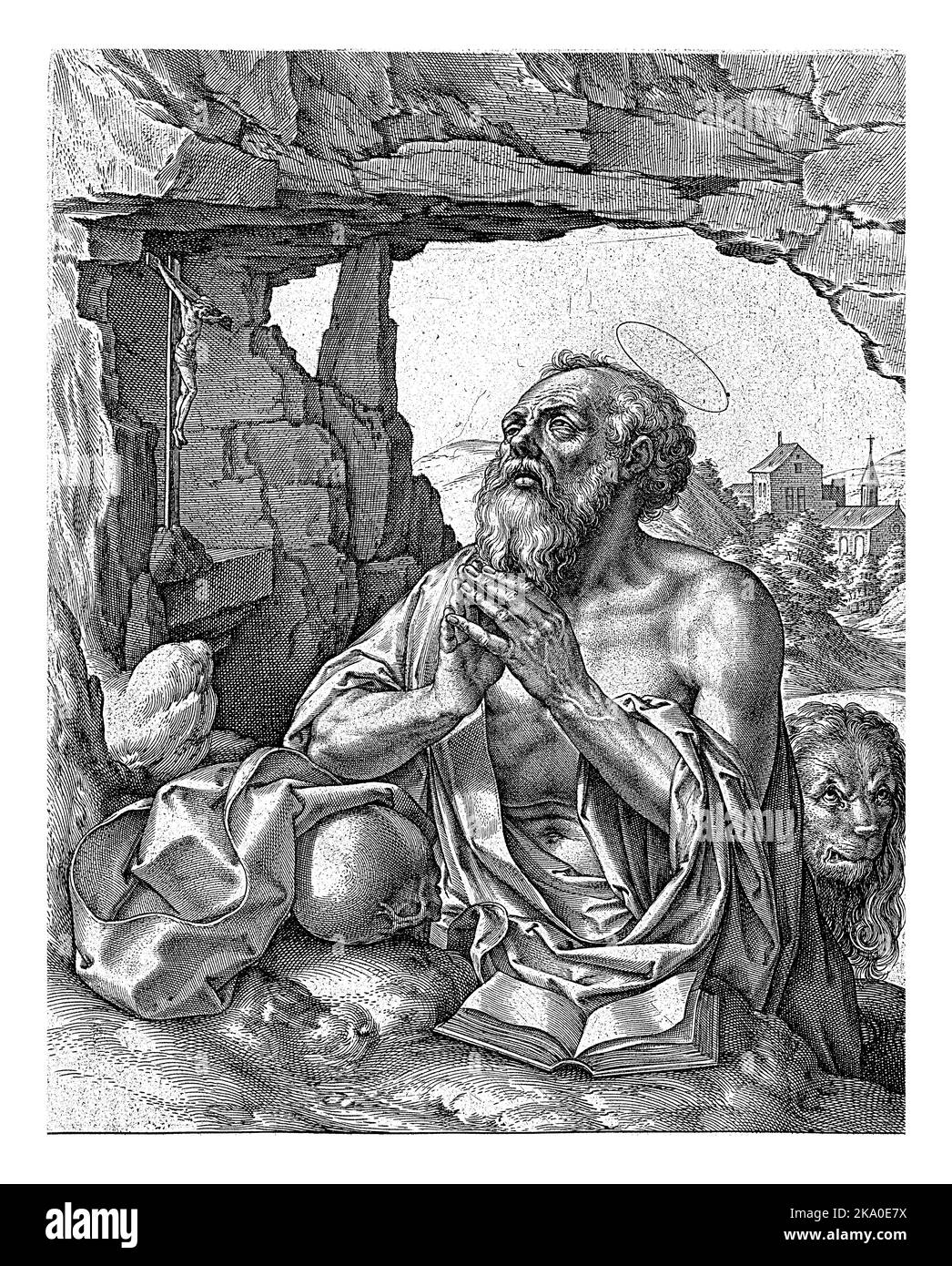 The Penitent Hieronymus, Hieronymus Wierix, after Frans Crabbe van
