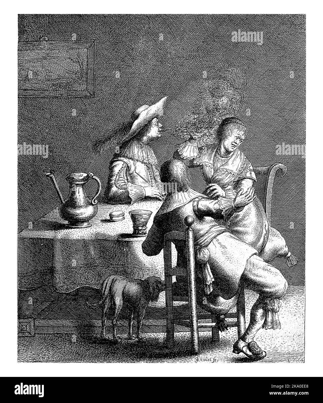 Two men sitting with a table Black and White Stock Photos & Images - Alamy