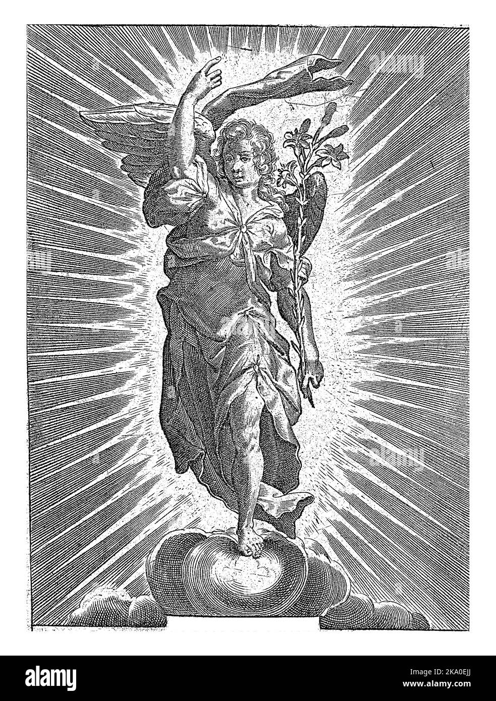 Archangel Gabriel with Lily Branch, Joannes Galle, c. 1626 c. 1676
