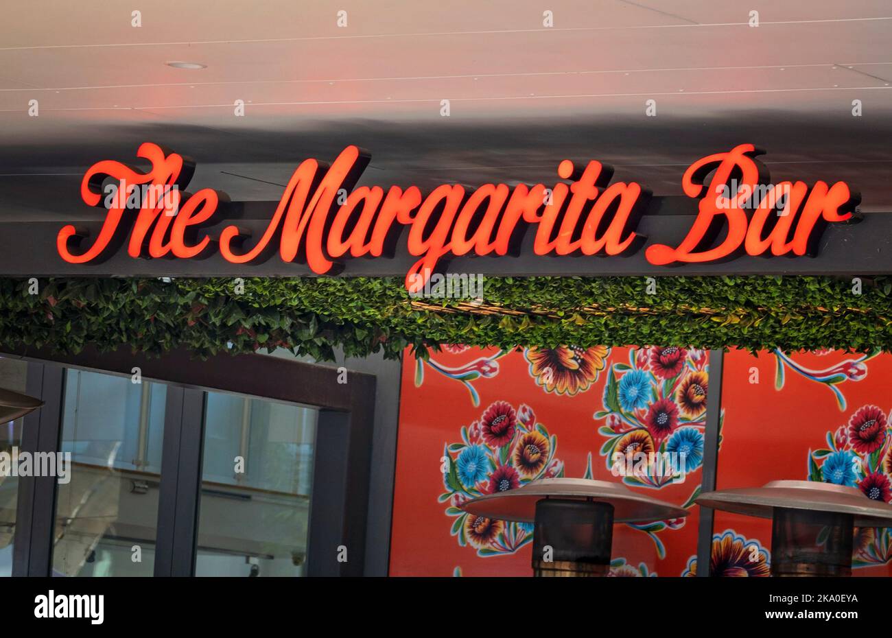 Brisbane, Queensland, Australia August 2022 Margarita Bar signage in bright red letters Stock
