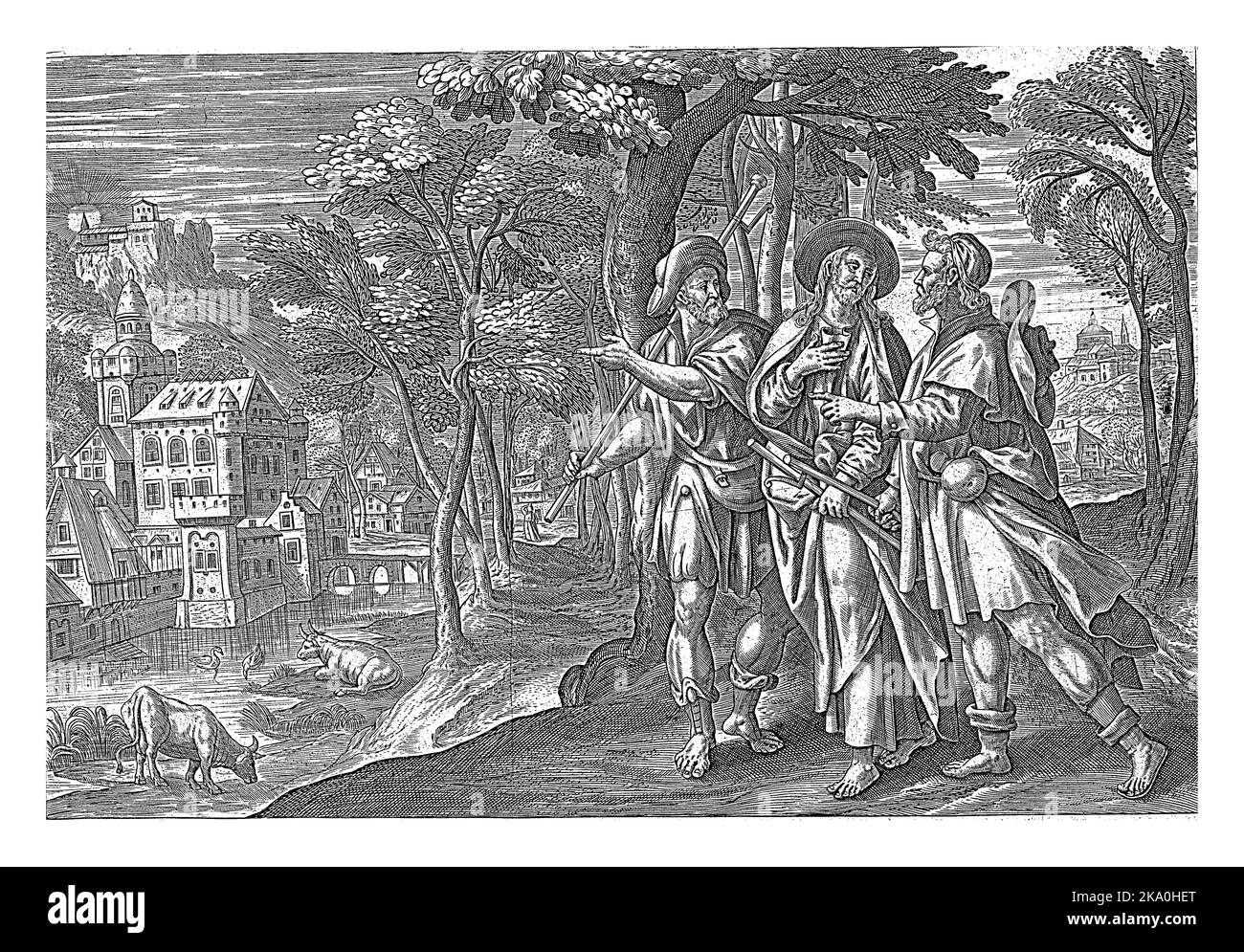 Supper at Emmaus, Julius Goltzius, after Maerten de Vos, 1585 Christ