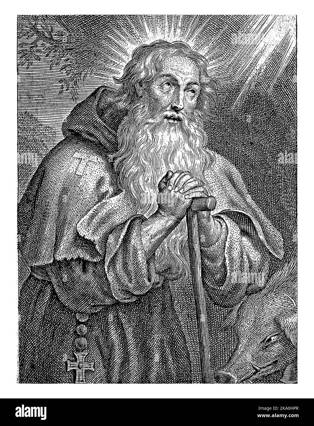 Saint Anthony the Great with cane and pig Stock Photo Alamy