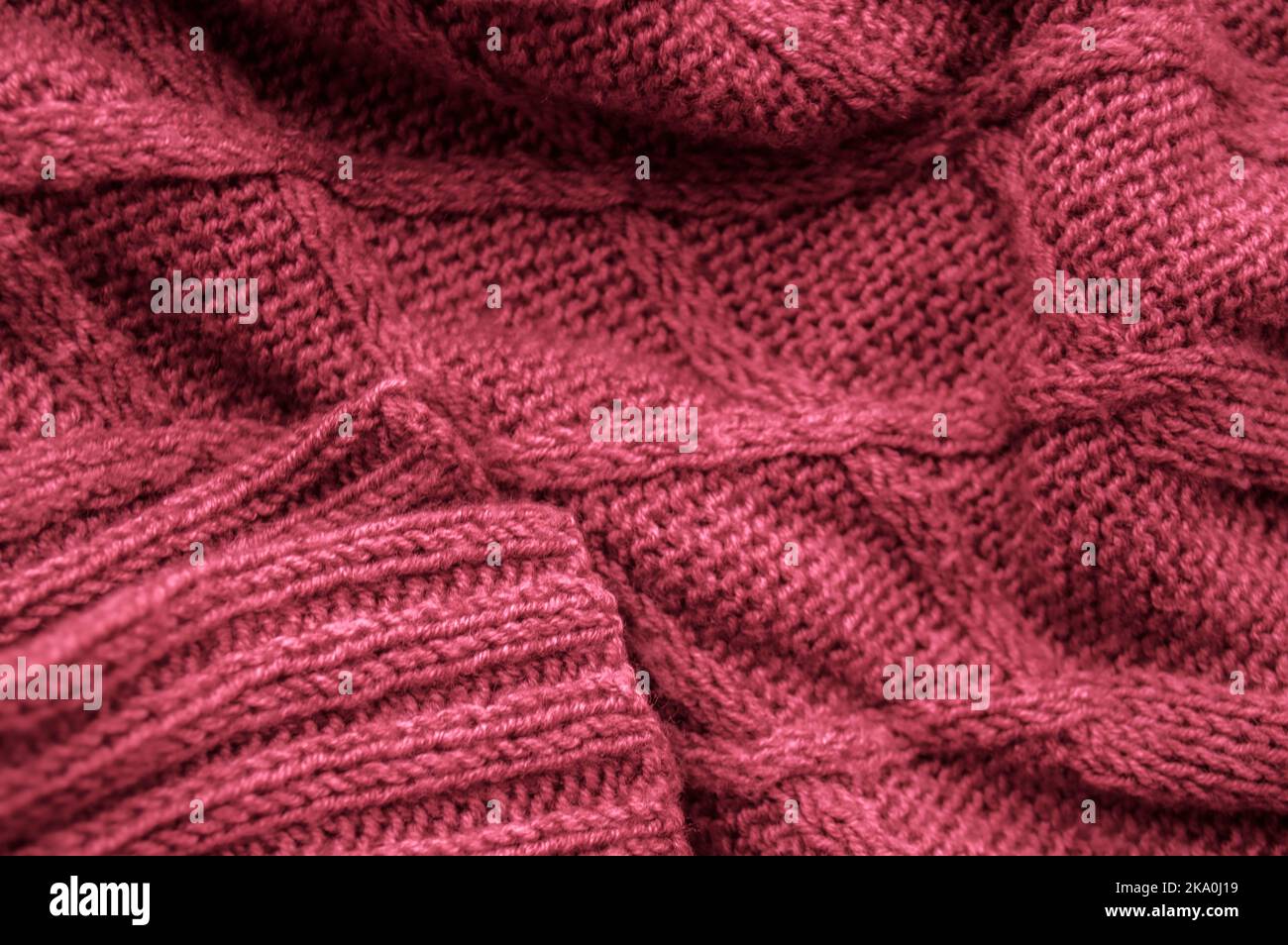 Handmade knit background with macro weave threads. Stock Photo