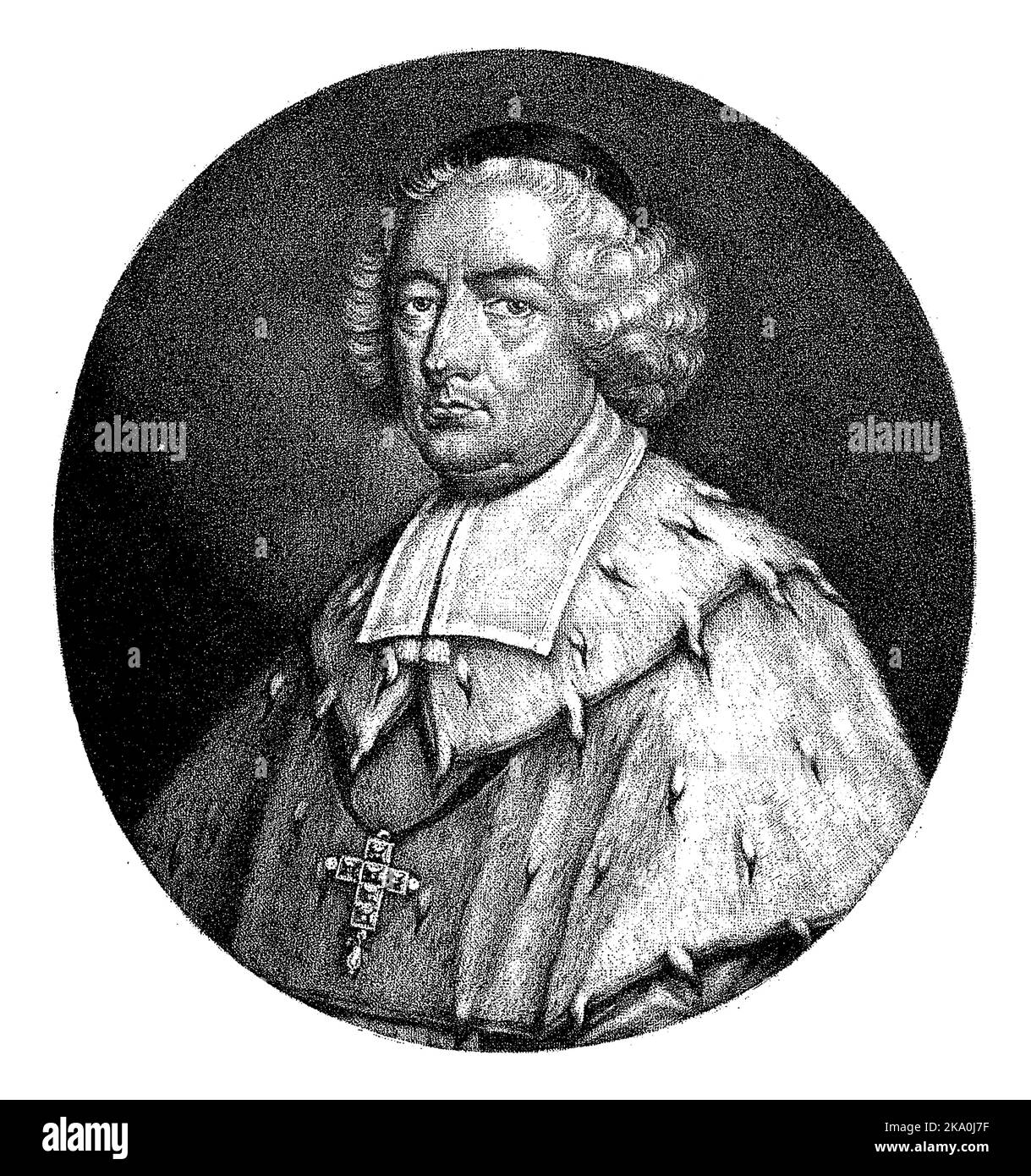 Johann VIII Hugo von Orsbeck, Archduke and Archbishop of Trier. He wears a cloak trimmed with ermine and has a cross around his neck. Stock Photo