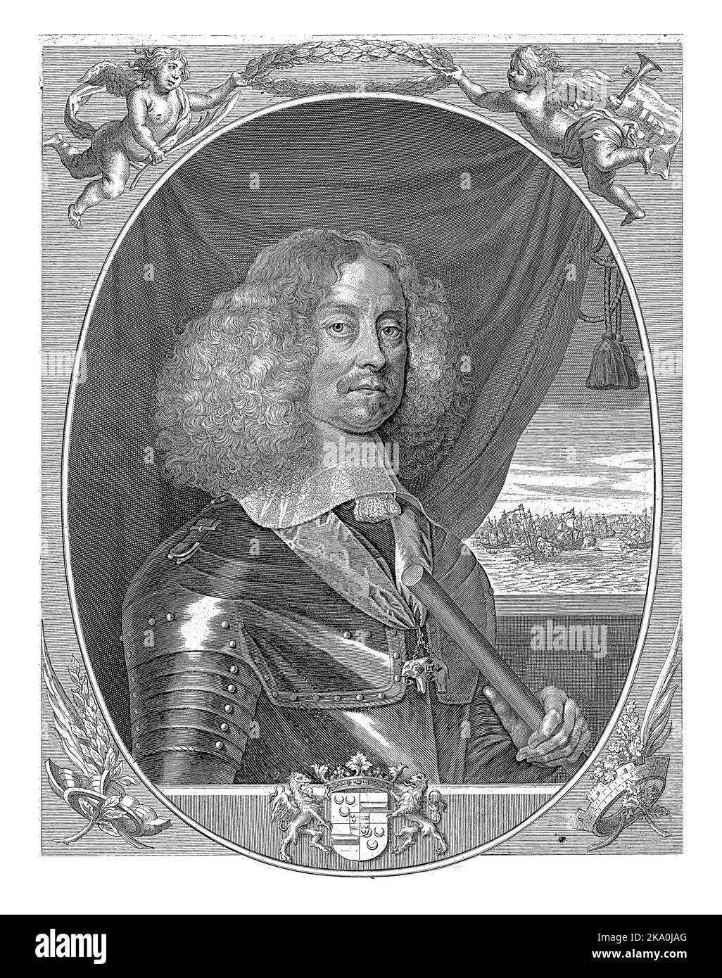 Portrait of Jacob baron van Wassenaer lord of Obdam, Theodor Matham, after Adriaen Hanneman, 1658 - 1676 Portrait of Jacob baron van Wassenaer lord of Stock Photo