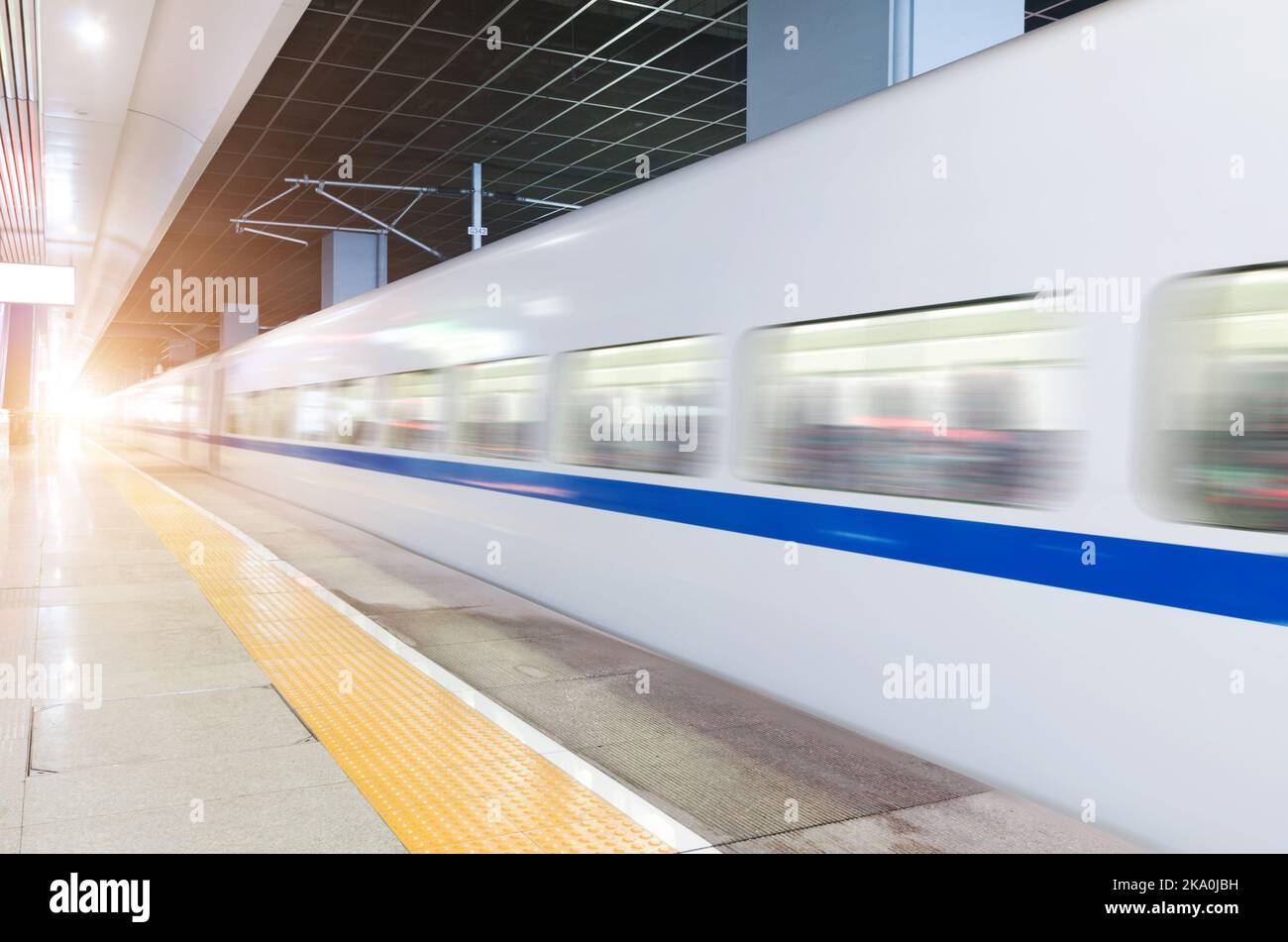 train stop at railway station Stock Photo - Alamy