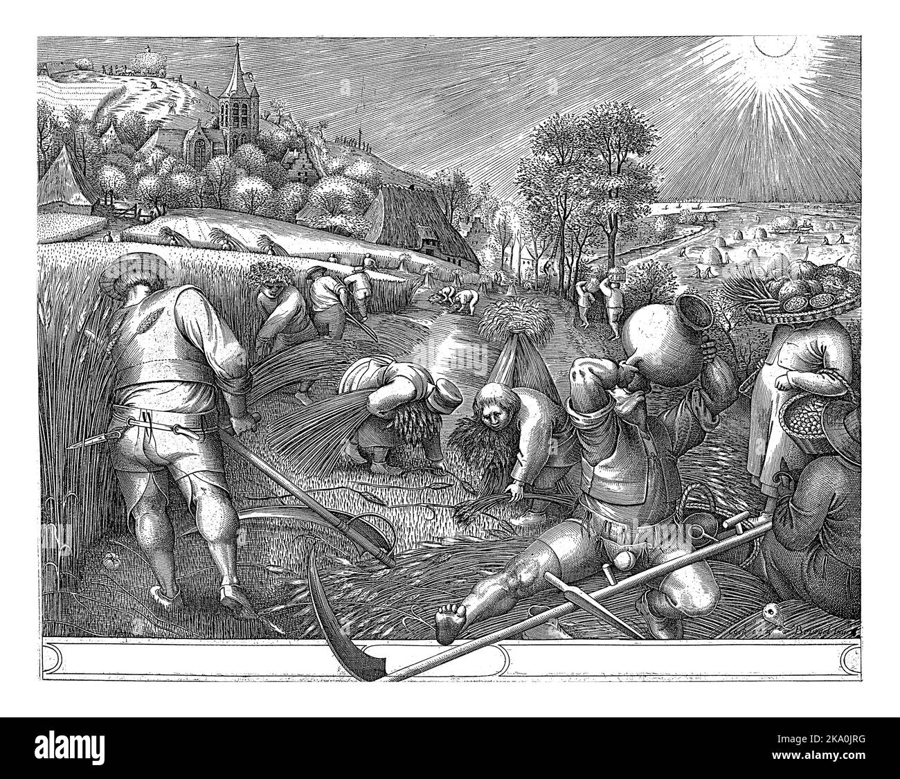 Summer season: the months of June, July and August. The occupations pertaining to the summer: harvesting grain, cutting the grain with a scythe, gathe Stock Photo